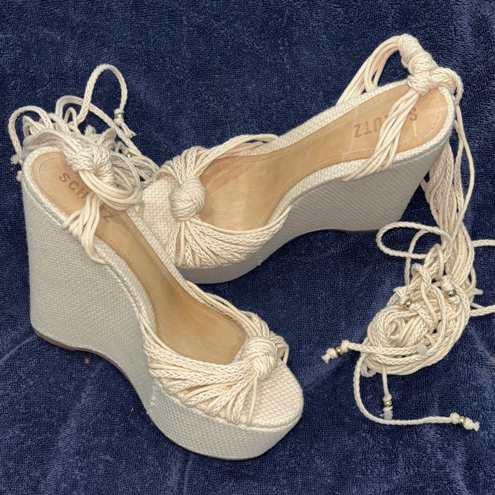 SCHUTZ Beige Wedge Sandals